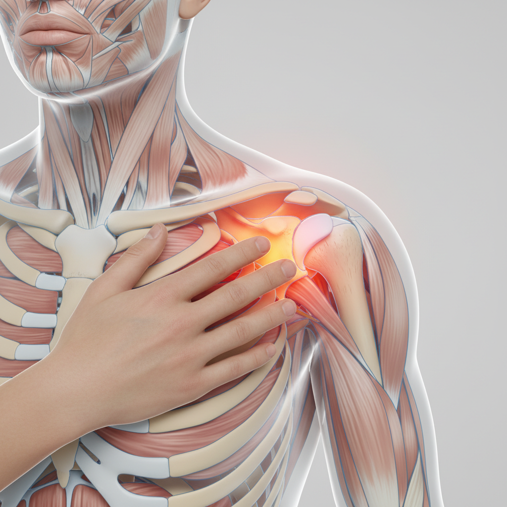3D anatomisk illustrasjon av Subakromial bursitt